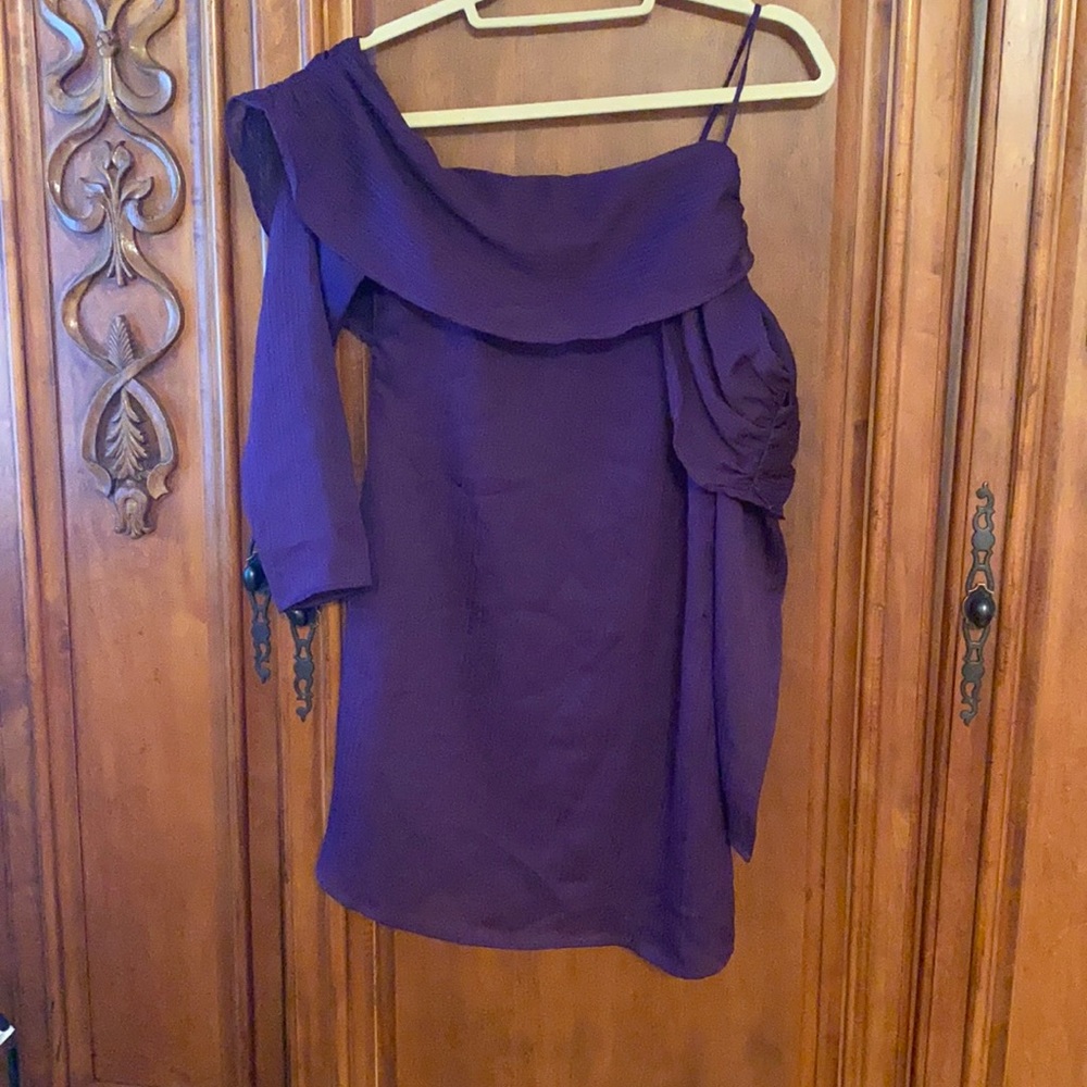 off the shoulder purple dress
